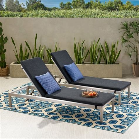 Noble House Cape Coral Outdoor Chaise Lounge in Silver